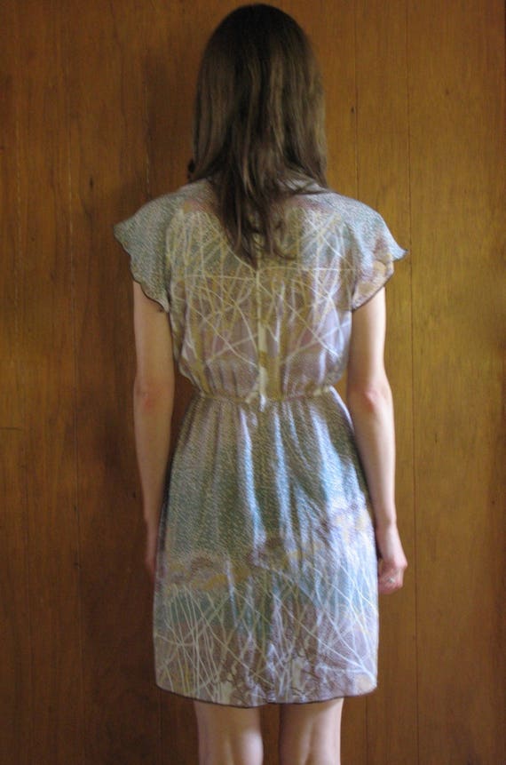 1970s BOTANICAL print mini dress, s - image 2