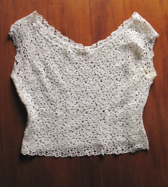 1950s white lace blouse, s - m - image 6