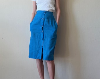 Vintage Missoni linen blue button up skirt