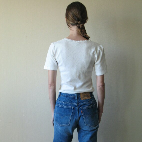pointelle knit top - image 4