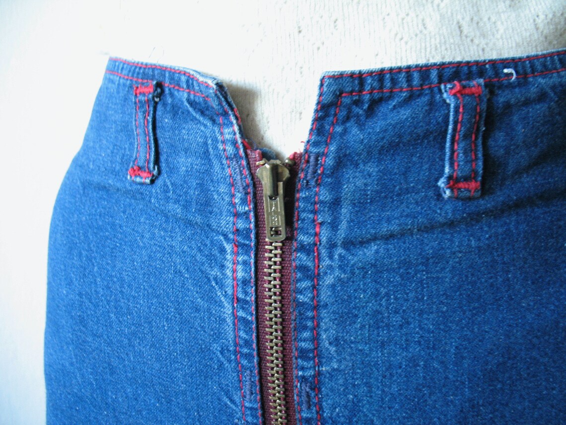 1970s High Waist Exposed Zipper Dark Wash Denim Jeans XS Etsy UK