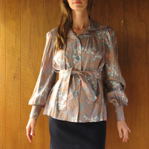 TED LAPIDUS Paris floral poet sleeve blouse, s - m