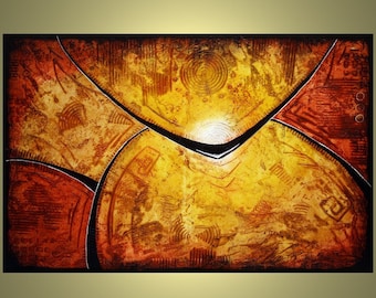 Painting, ORIGINAL Contemporary abstract art, modern canvas 36" textured with brilliance, story telling with paint