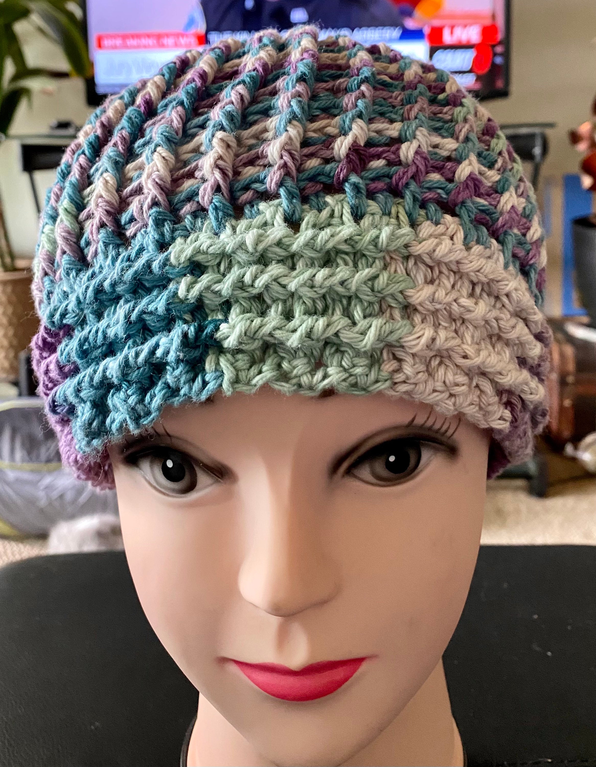 Hand crochet cotton hat