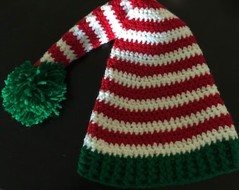 Crocheted Elf hat/santa Hat! All sizes available. Kid to adult! Pick your colors! Christmas