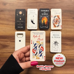 Kundengerechte Magnet-Hochzeits-Gastgeschenke für Gäste, Hochzeits-Souvenir, Flaschenöffner, Geschenk für Gäste, Tarotkartenthema, Tarotthema, Spielkarte