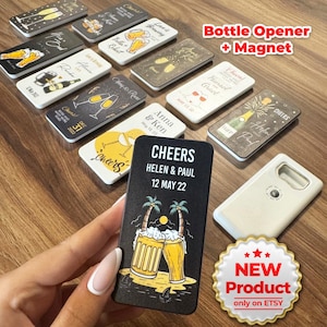 Customizable Magnet Wedding Favors For Guests, Wedding Souvenir, Bottle Opener, Gift For Guests, Love is Brewing, Cheers,  Beer Theme