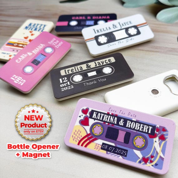 Cassette Tape Theme  Wedding Favors For Guests, Wedding Souvenir, Bottle Opener, Gift For Guests, New Model Wedding Favours