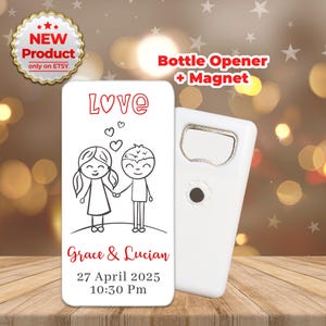 Recuerdos de boda para invitados al por mayor, abrebotellas con temática de dibujos animados e imán, regalo para invitados, souvenirs de boda, detalles de boda