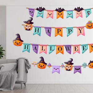 Happy Halloween Banner, Halloween Party Banner, Halloween Sign, Spooky Decor, Happy Halloween Bunting, Halloween Party Decor, Fall Banner