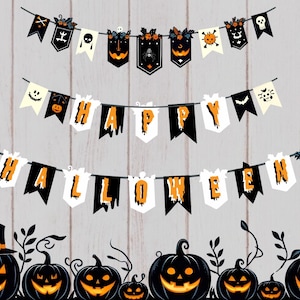 Happy Halloween Banner, Halloween Party Banner, Halloween Sign, Spooky Decor, Happy Halloween Bunting, Halloween Party Decor, Fall Banner