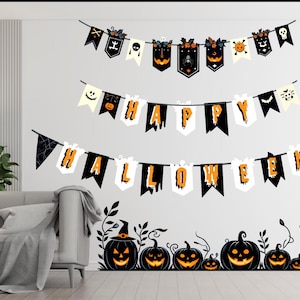 Happy Halloween Banner, Halloween Party Banner, Halloween Sign, Spooky Decor, Happy Halloween Bunting, Halloween Party Decor, Fall Banner
