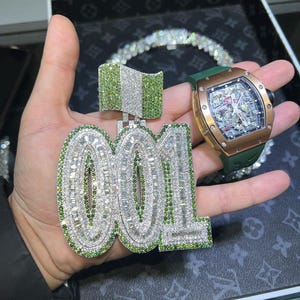 Custom Hand Made Hiphop 001 With any Letter or Number Pendant / CZ/Moissanite Round Diamond / 3D ice Out /Dream Pendant 925 Sterling Silver