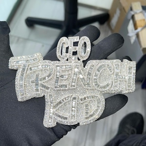 Real VVS Hand Made Hiphop CEO With Letter Pendant / CZ/Moissanite Round Diamond / 3D ice Out /Dream Pendant 925 Sterling Silver