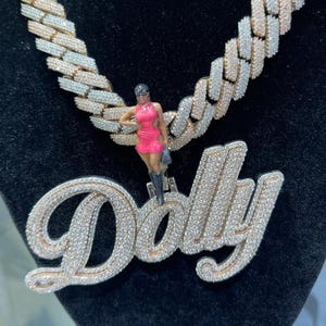 Custom Hand Made Hiphop Dolly With Enamel Bail Pendant / CZ/Moissanite Round Diamond / 3D ice Out /Dream Pendant 925 Sterling Silver