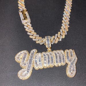 Custom Hand Made Hiphop Yummy With any Letter Pendant / CZ/Moissanite Round Diamond / 3D ice Out /Dream Pendant 925 Sterling Silver