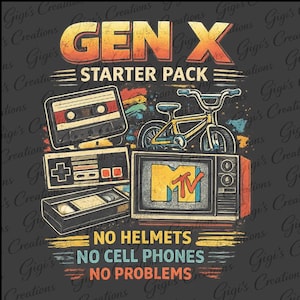 Gen X startpaket, 80-90-tals nostalgi-tröjadesign (digital nedladdning)