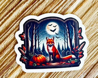 Halloween Fox Sticker | Spooky Autumn Vibes, Waterproof