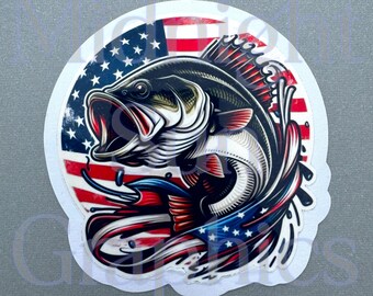 Distressed US Flag Fishing Pole Decal: Patriotic Angler Sticker - Etsy