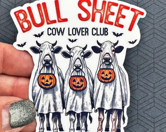 Cow Ghost Halloween Sticker, Waterproof Vinyl Decal
