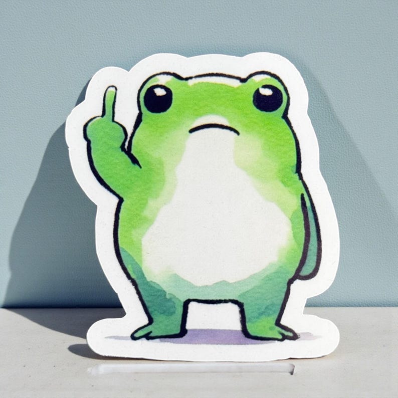 Middle Finger Frog Sticker: Funny Waterproof Vinyl image 4