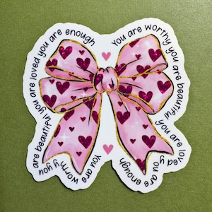Valentine&#39;s Day Bow Sticker: Waterproof Heart Stickers