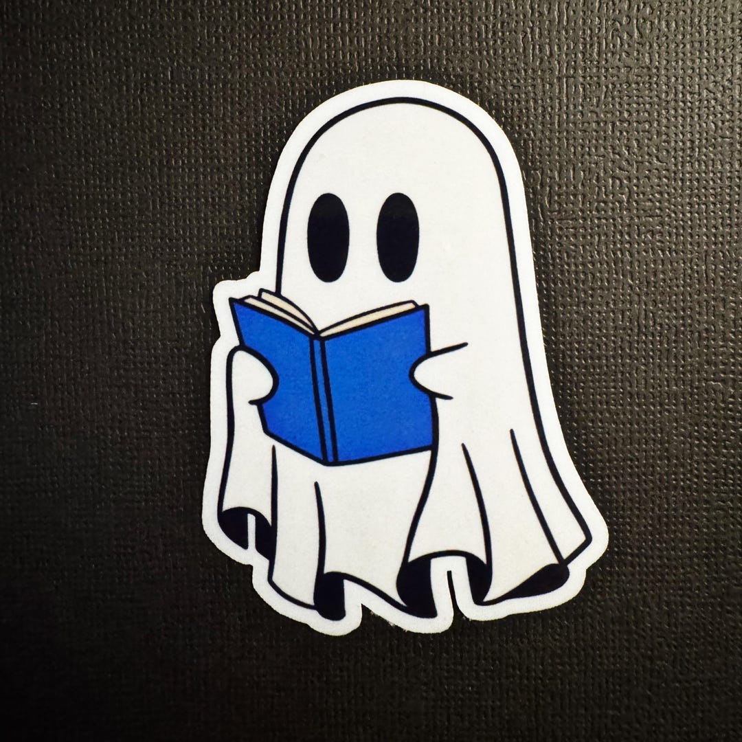 Ghost Reading Book Sticker: Bookish Spooky Season Sticker - Etsy