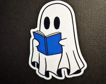 Ghost Reading Book Sticker: Bookish Spooky Season Sticker