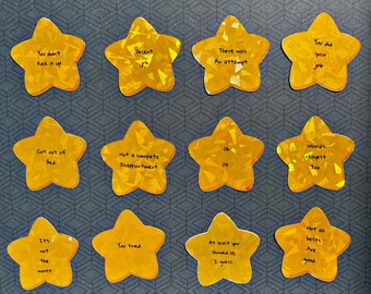 Passive Aggressive Gold Star Stickers: Funny Holographic Sticker Pack of 12