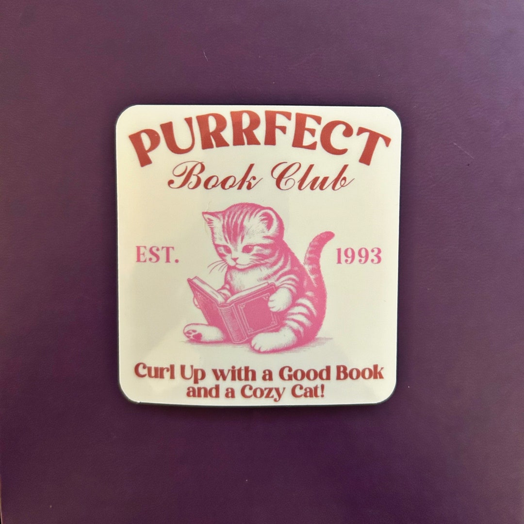 Purrrfect Sticker Purrfect Book Club Cat Sticker - Waterproof Funny Decal - Etsy
