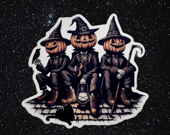 Halloween Pumpkin Heads Waterproof Sticker, Spooky Stickers