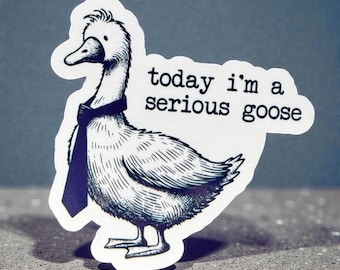 Serious Goose Waterproof Sticker: Funny Decal