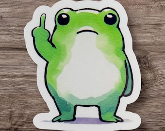 Middle Finger Frog Sticker: Funny Waterproof Vinyl
