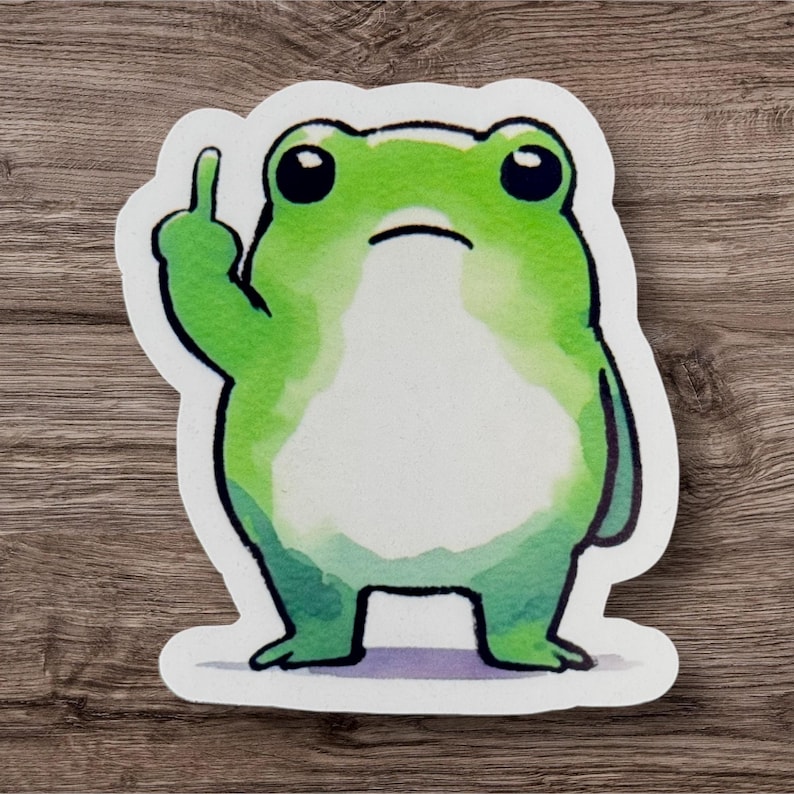 Middle Finger Frog Sticker: Funny Waterproof Vinyl image 1