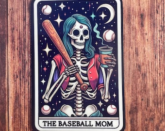 Baseball Mom Tarot Card Sticker: Waterproof Sports Mom Decal