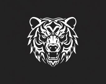 Tribal Bear Head Vinyl Decal: Outdoor Car and Truck Window Decal
