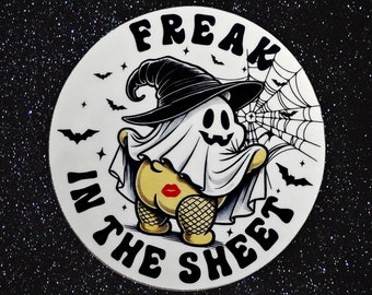 Freak in the Sheet Halloween Sticker, Waterproof Vinyl Sticker