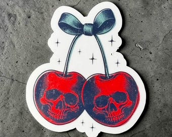 Skull cherry sticker | Waterproof sticker