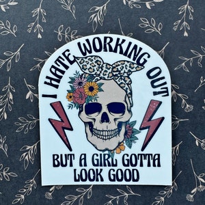I hate working out sticker, funny sticker, gym sticker, work out sticker, fitness sticker