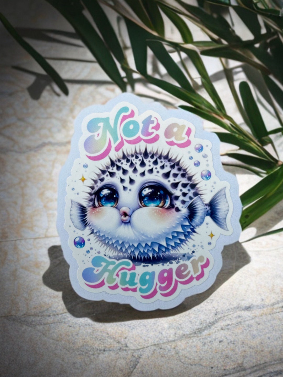 Not a Hugger Sticker, Puffer Fish Sticker, Funny Sticker - Etsy
