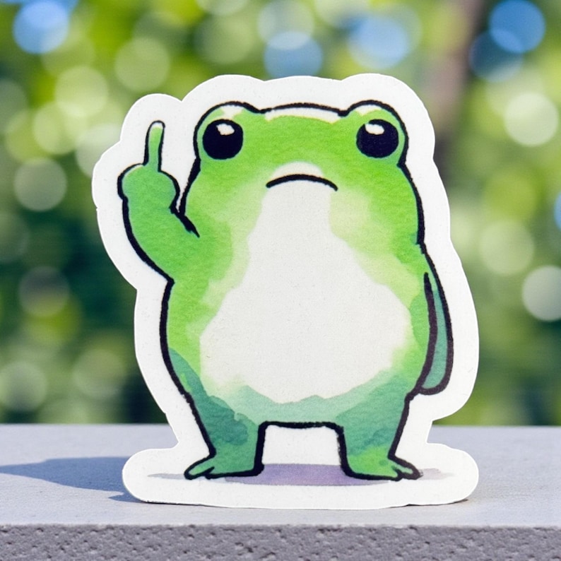 Middle Finger Frog Sticker: Funny Waterproof Vinyl image 3