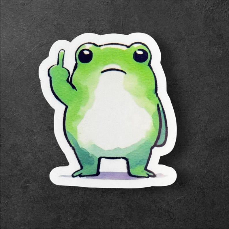 Middle Finger Frog Sticker: Funny Waterproof Vinyl image 5