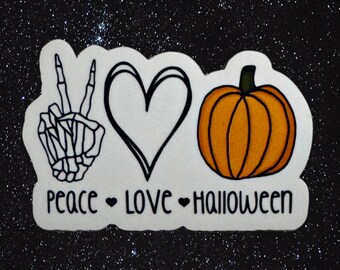 Peace Love Halloween Waterproof Sticker, Holiday Sticker