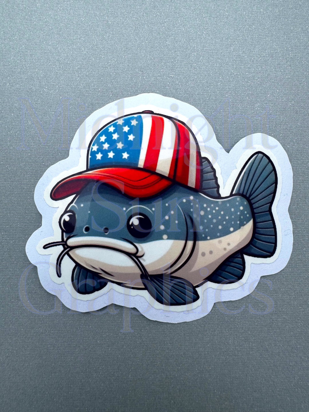 Catfish Sticker, American Flag Hat, Fishing Sticker - Etsy