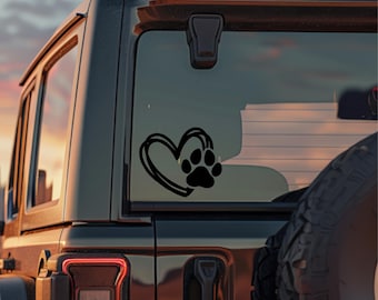 Heart Dog Paw Vinyl Decal: Car, Laptop, Tumbler Sticker