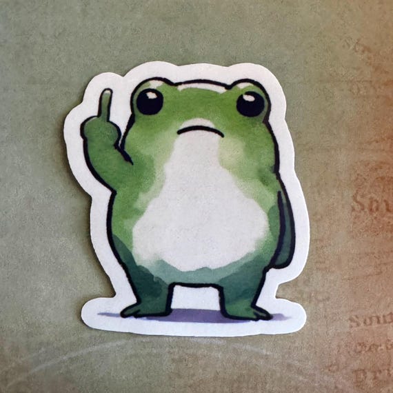 Middle Finger Frog Sticker: Funny Waterproof Vinyl