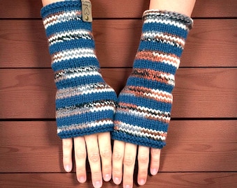 Women's knit fingerless gloves, long arm warmer mitten, knit hand warmers, winter fashion accessory