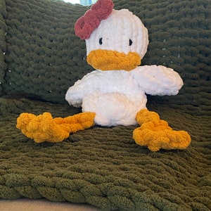 Adorable Marley May the Duck, Childs Stuffed Animal Gift; Stuffy; Girl Gift; Adorable Chunky Knit Duck; Plushy