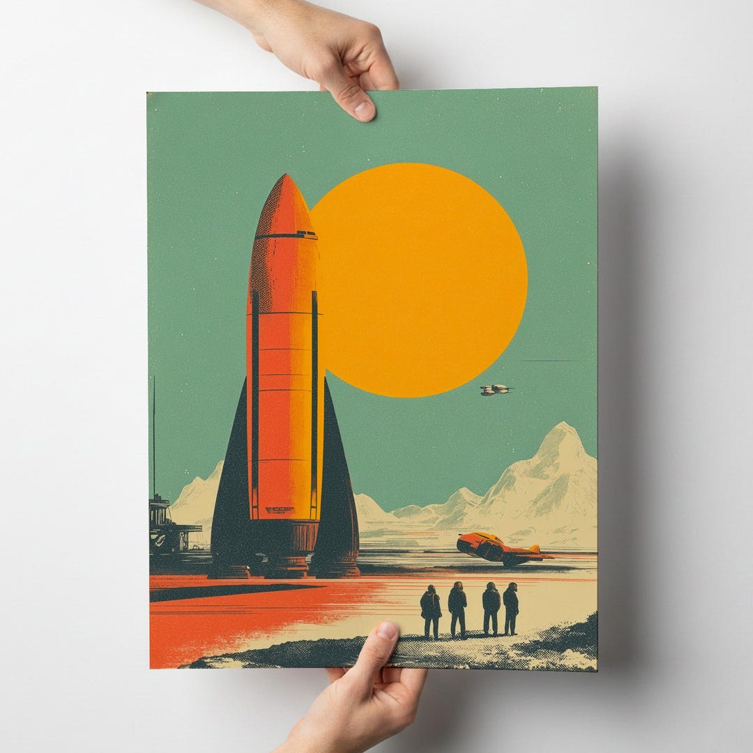Modernist Space Rocket | Retro Sci-fi Wall Art | Astronaut Print ...