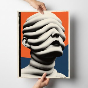 Brutalist Head Sculpture | Textured Abstract Art | Digital Download